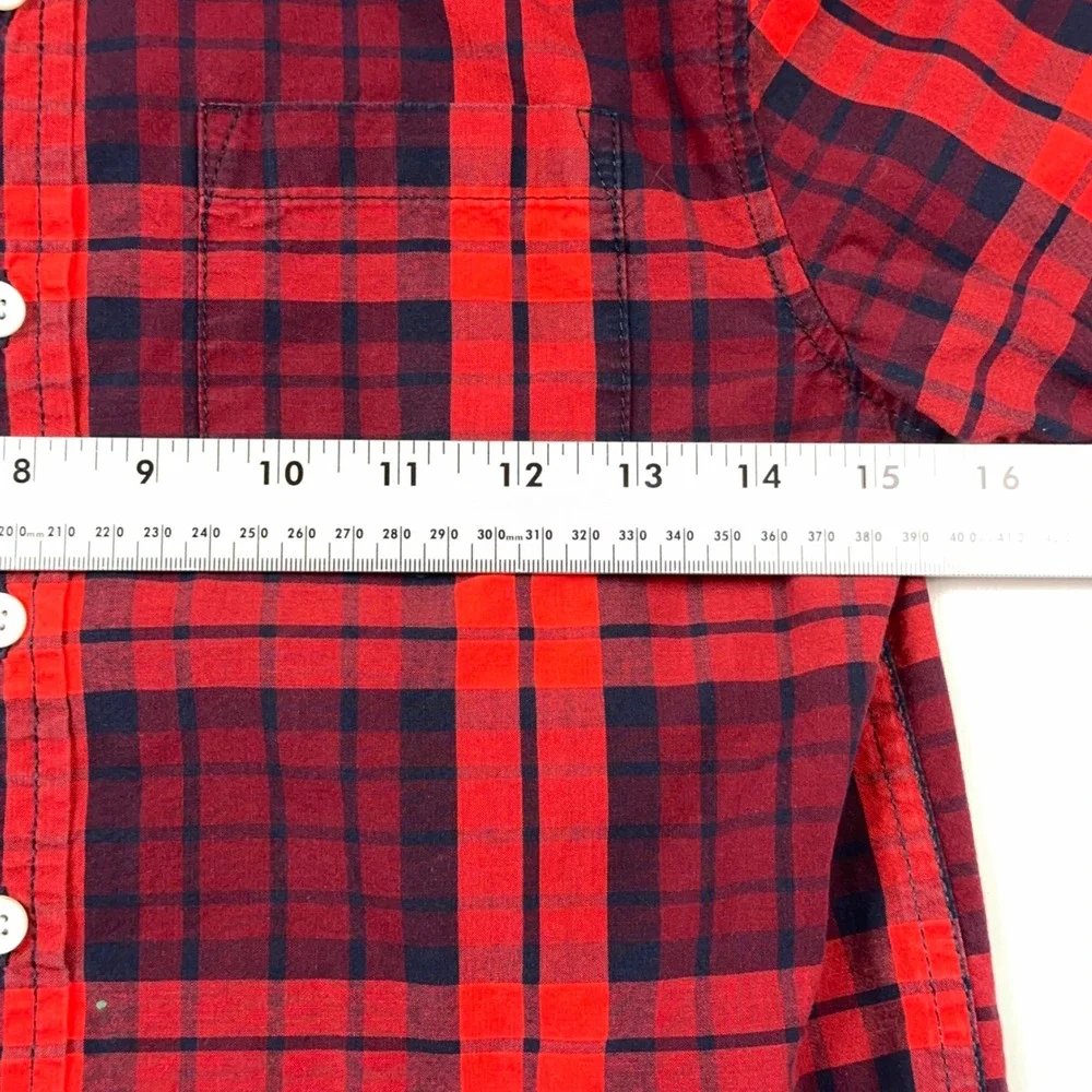 Gymboree Boys Red Navy Blue Plaid Long Sleeve Button Down Shirt Size M 7-8